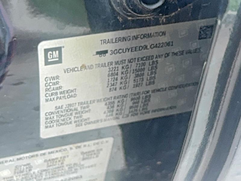 Продажа на аукционе авто 2020 Chevrolet Silverado, vin: 3GCUYEED9LG422061, номер лота: 52460826
