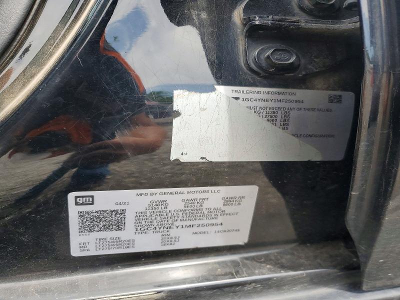 Продаж на аукціоні авто 2021 Chevrolet Silverado, vin: 1GC4YNEY1MF250954, номер лоту: 54186786