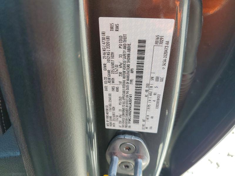 55189096 :رقم المزاد ، 1FMCU9BZ9NUA59741 vin ، 2022 Ford Escape مزاد بيع