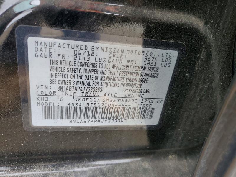 Aukcja sprzedaży 2018 Nissan Sentra, vin: 3N1AB7AP4JY333363, numer aukcji: 53852256