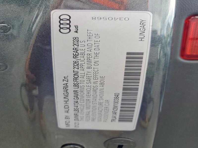 Aukcja sprzedaży 2021 Audi Tts, vin: TRUA1AFV2M1003840, numer aukcji: 54280796