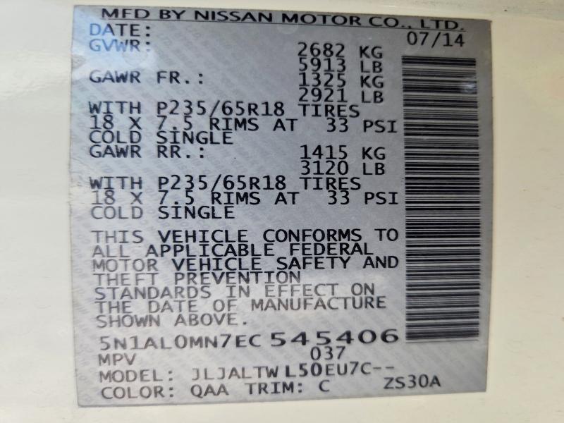 Продаж на аукціоні авто 2014 Infiniti Qx60, vin: 5N1AL0MN7EC545406, номер лоту: 53016536