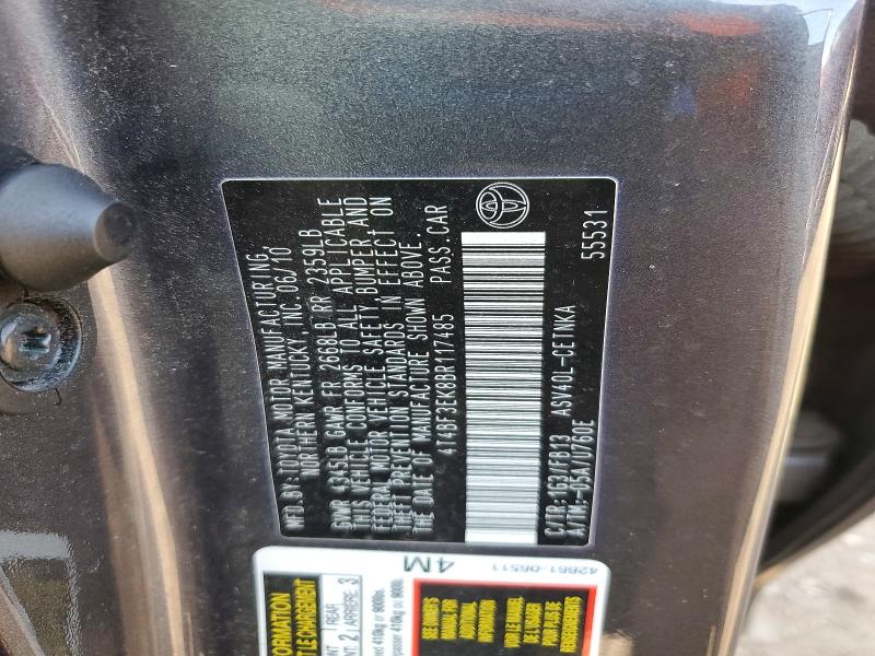 Продаж на аукціоні авто 2011 Toyota Camry, vin: 4T4BF3EK8BR117485, номер лоту: 52673026