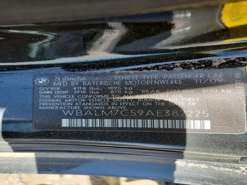 Aukcja sprzedaży 2010 Bmw Z4, vin: WBALM7C59AE382225, numer aukcji: 48015946