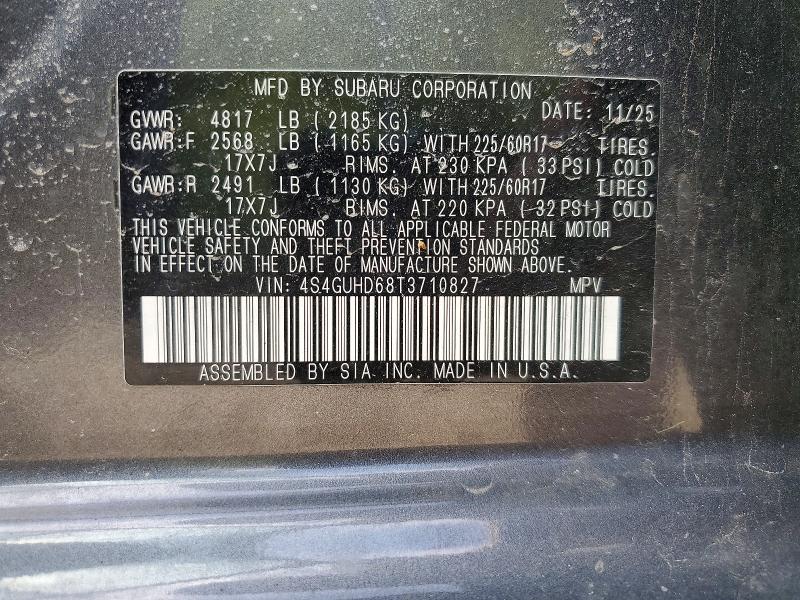 Aukcja sprzedaży 2026 Subaru Crosstrek, vin: 4S4GUHD68T3710827, numer aukcji: 53082976