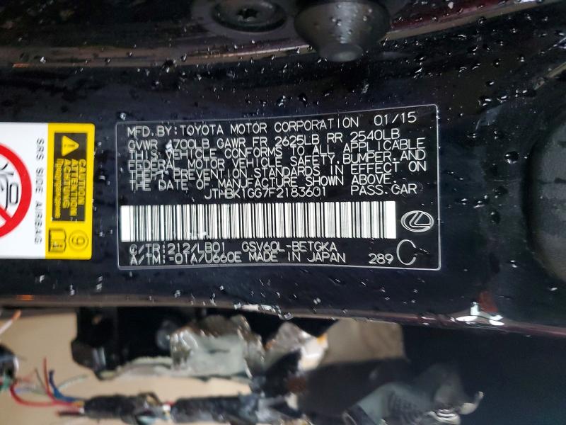 Продаж на аукціоні авто 2015 Lexus Es, vin: JTHBK1GG7F2183601, номер лоту: 52250276