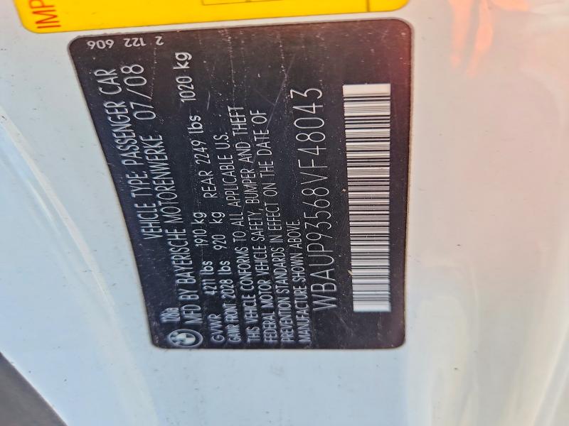 52147346 :رقم المزاد ، WBAUP93568VF48043 vin ، 2008 Bmw 128 مزاد بيع