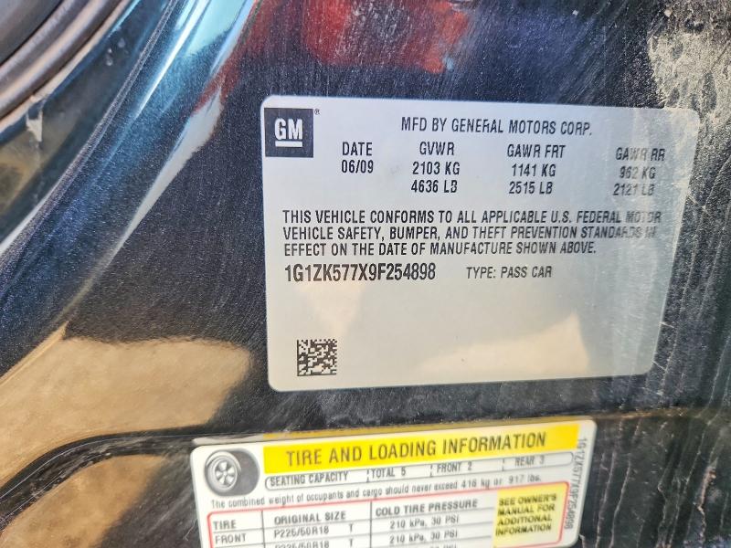 2009 Chevrolet Malibu მანქანა იყიდება აუქციონზე, vin: 1G1ZK577X9F254898, აუქციონის ნომერი: 54211066
