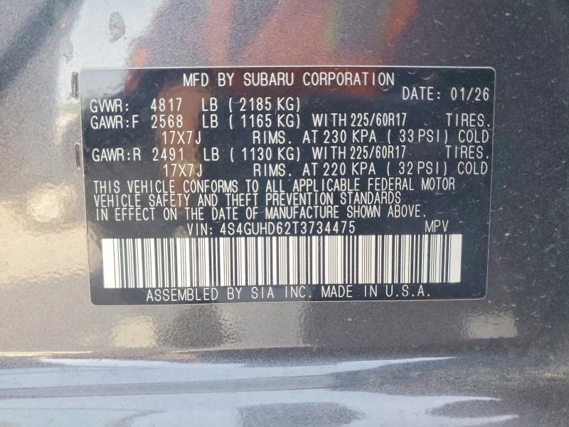 Продаж на аукціоні авто 2026 Subaru Crosstrek, vin: 4S4GUHD62T3734475, номер лоту: 52351896