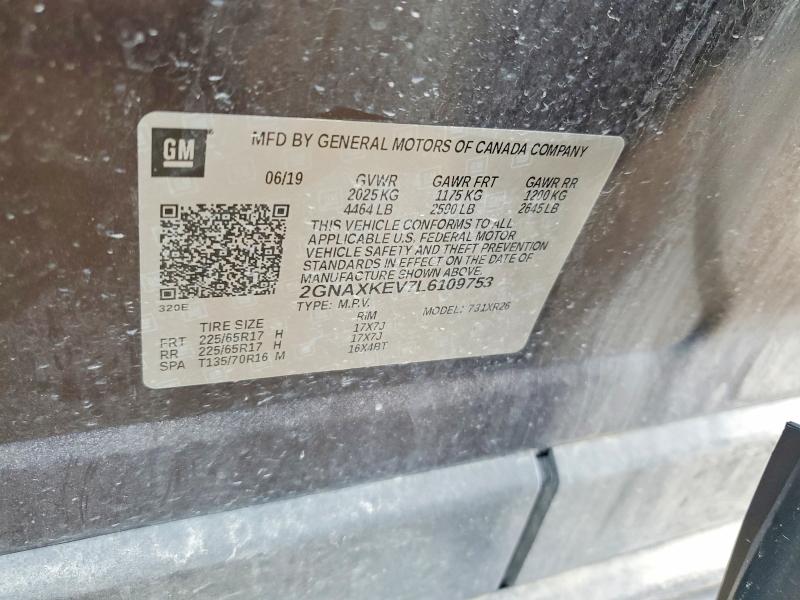 Продаж на аукціоні авто 2020 Chevrolet Equinox, vin: 2GNAXKEV7L6109753, номер лоту: 51643066