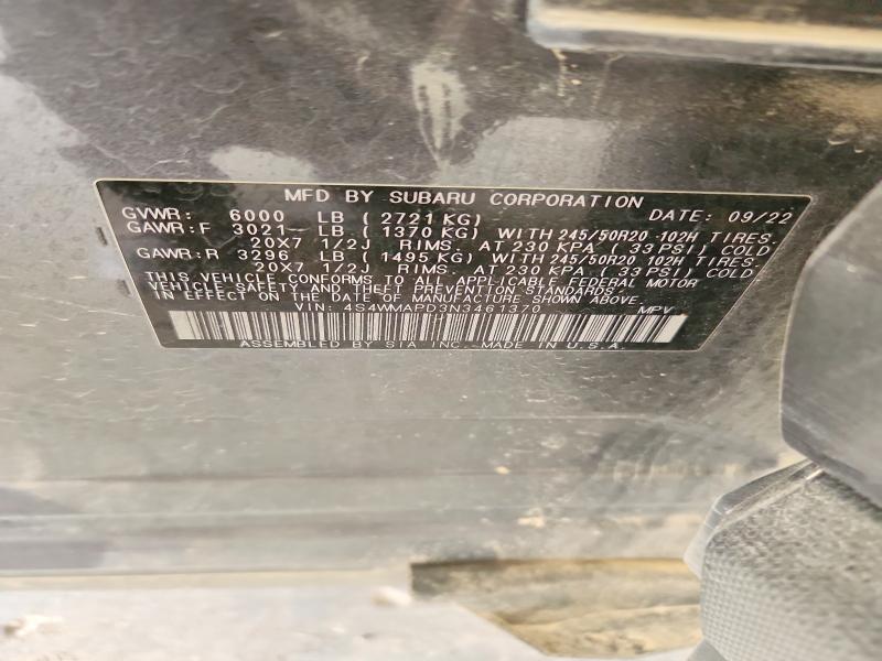 53056406 :رقم المزاد ، 4S4WMAPD3N3461370 vin ، 2022 Subaru Ascent مزاد بيع