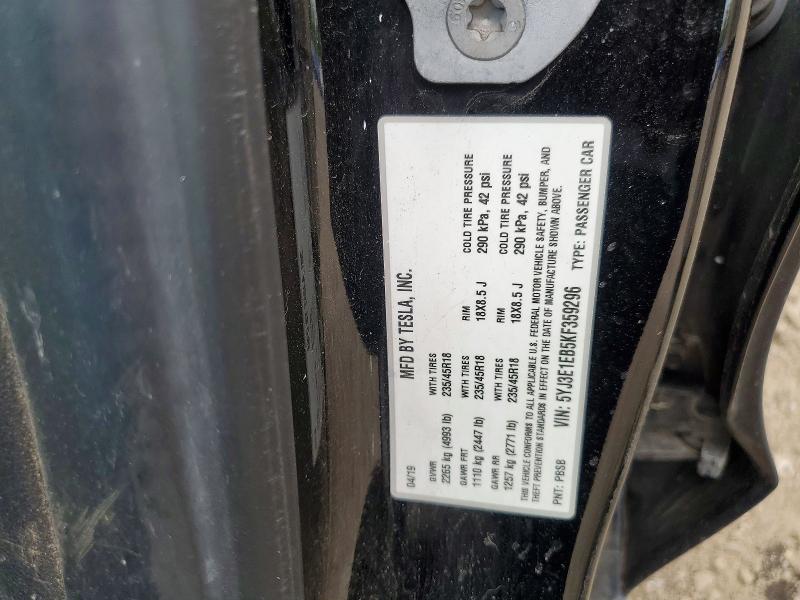 Продаж на аукціоні авто 2019 Tesla Model 3, vin: 5YJ3E1EB5KF359296, номер лоту: 54186396