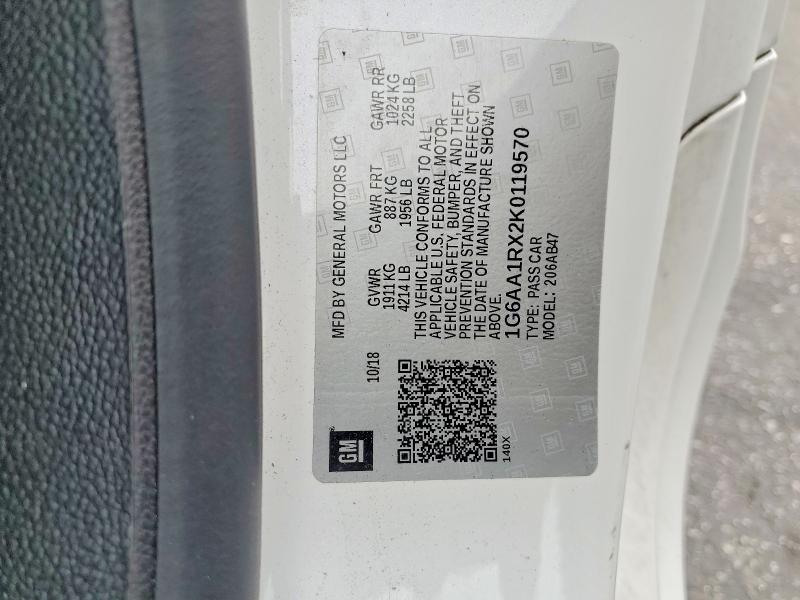 52172506 :رقم المزاد ، 1G6AA1RX2K0119570 vin ، 2019 Cadillac Ats مزاد بيع