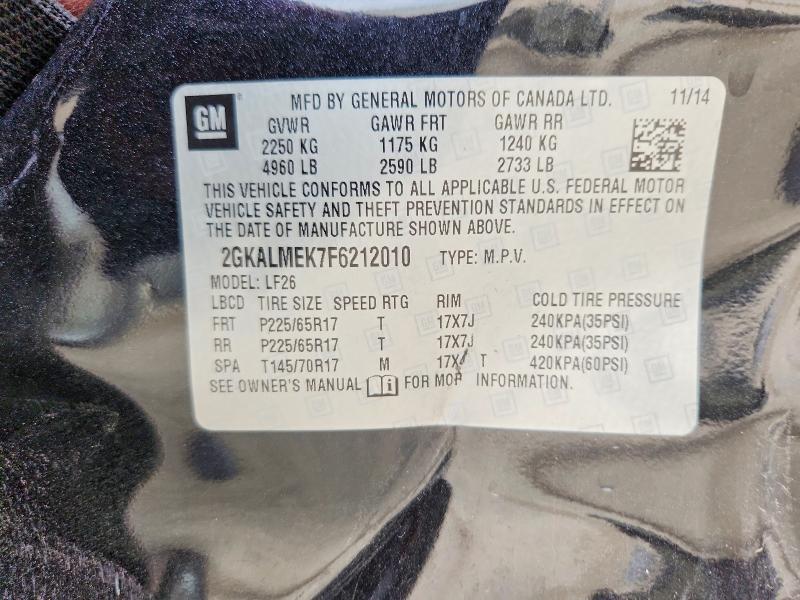 46782036 :رقم المزاد ، 2GKALMEK7F6212010 vin ، 2015 Gmc Terrain مزاد بيع