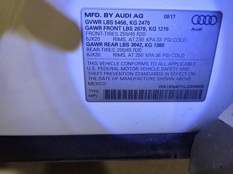 2018 Audi Q5 მანქანა იყიდება აუქციონზე, vin: WA1BNAFY4J2039056, აუქციონის ნომერი: 54224936