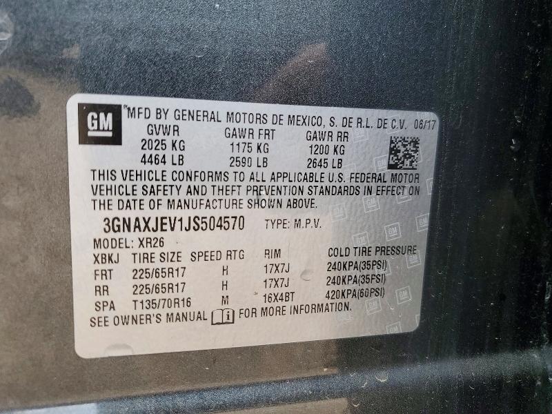 Продажа на аукционе авто 2018 Chevrolet Equinox, vin: 3GNAXJEV1JS504570, номер лота: 52153626