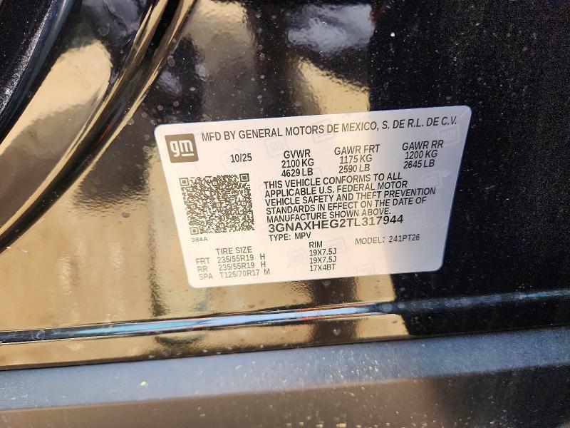 52773516 :رقم المزاد ، 3GNAXHEG2TL317944 vin ، 2026 Chevrolet Equinox مزاد بيع