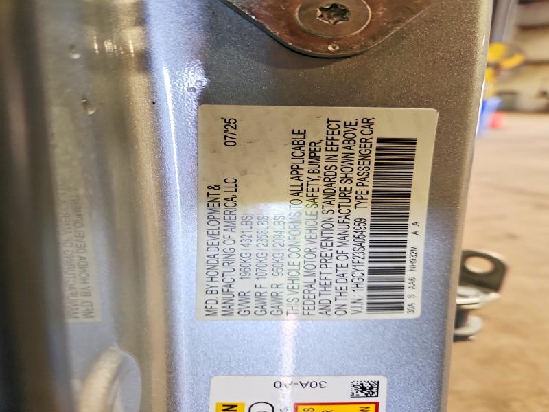 2025 Honda Accord მანქანა იყიდება აუქციონზე, vin: 1HGCY1F23SA054959, აუქციონის ნომერი: 52663086