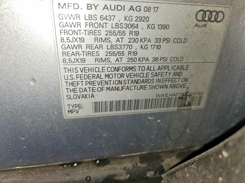 Aukcja sprzedaży 2018 Audi Q7, vin: WA1LHAF79JD010143, numer aukcji: 53997486