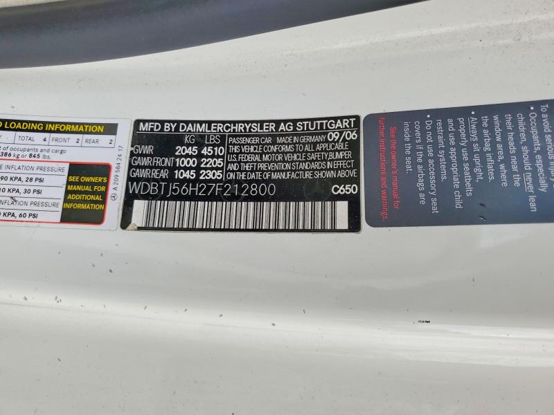 Aukcja sprzedaży 2007 Mercedes-benz Clk, vin: WDBTJ56H27F212800, numer aukcji: 52440166