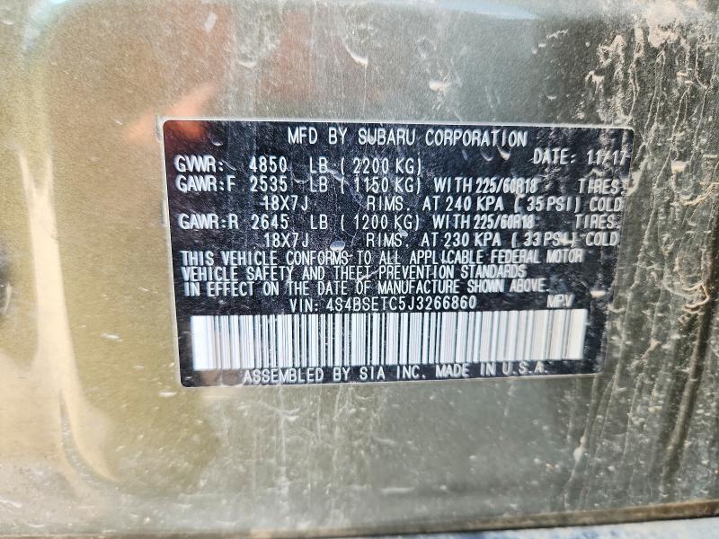 Продаж на аукціоні авто 2018 Subaru Outback, vin: 4S4BSETC5J3266860, номер лоту: 54291866