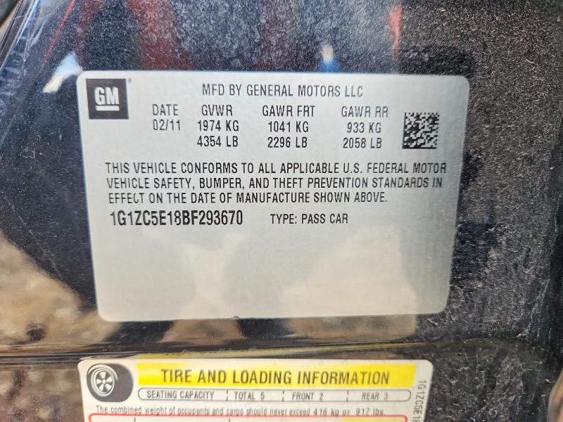 52834696 :رقم المزاد ، 1G1ZC5E18BF293670 vin ، 2011 Chevrolet Malibu مزاد بيع