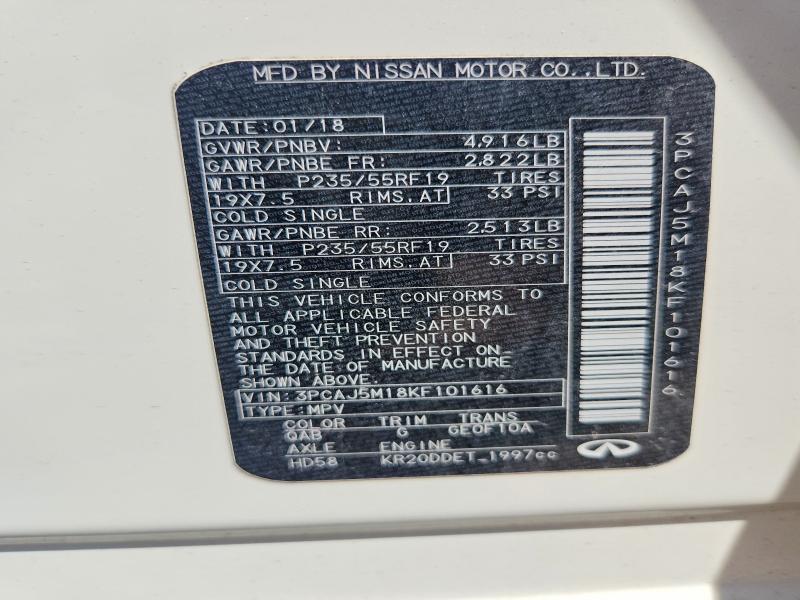 Aukcja sprzedaży 2019 Infiniti Qx50, vin: 3PCAJ5M18KF101616, numer aukcji: 54079456