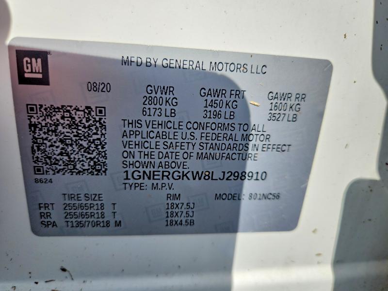 Aukcja sprzedaży 2020 Chevrolet Traverse, vin: 1GNERGKW8LJ298910, numer aukcji: 53756176
