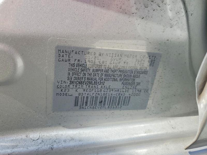 Aukcja sprzedaży 2021 Nissan Versa, vin: 3N1CN8EV2ML851312, numer aukcji: 55164496
