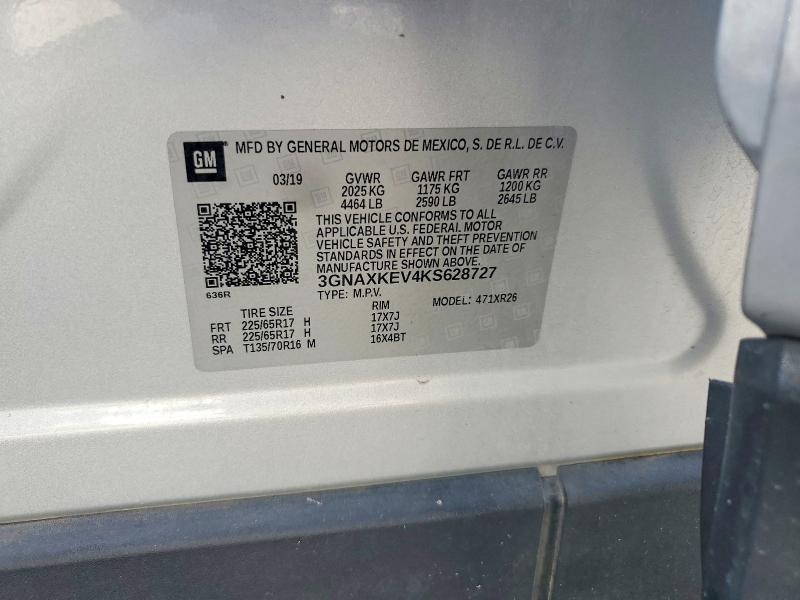 52680866 :رقم المزاد ، 3GNAXKEV4KS628727 vin ، 2019 Chevrolet Equinox مزاد بيع