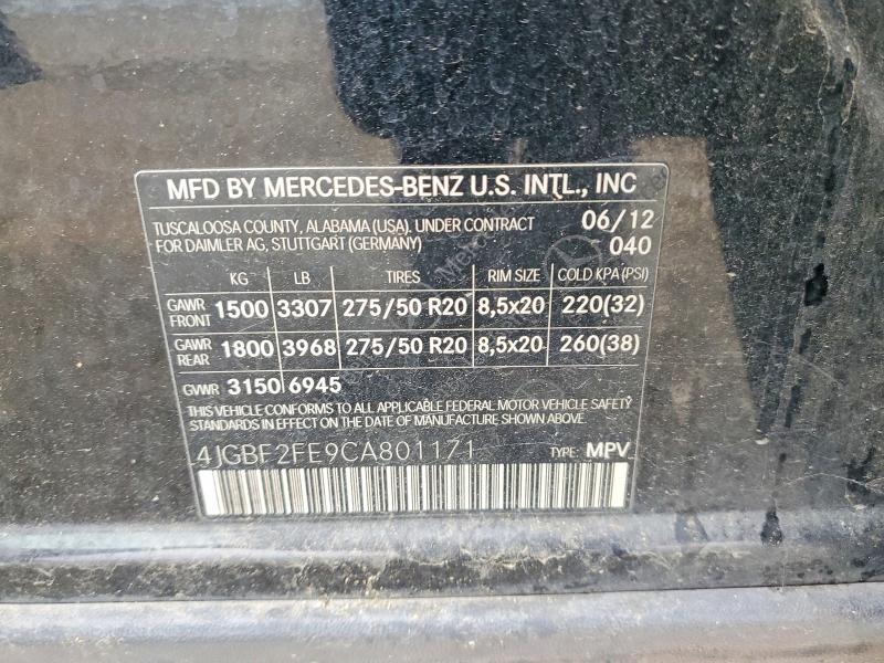 Продажа на аукционе авто 2012 Mercedes-benz Gl, vin: 4JGBF2FE9CA801171, номер лота: 54555426
