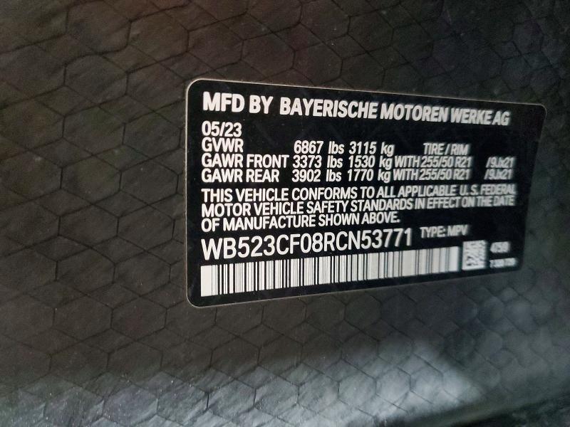 2024 Bmw Ix მანქანა იყიდება აუქციონზე, vin: WB523CF08RCN53771, აუქციონის ნომერი: 52354056