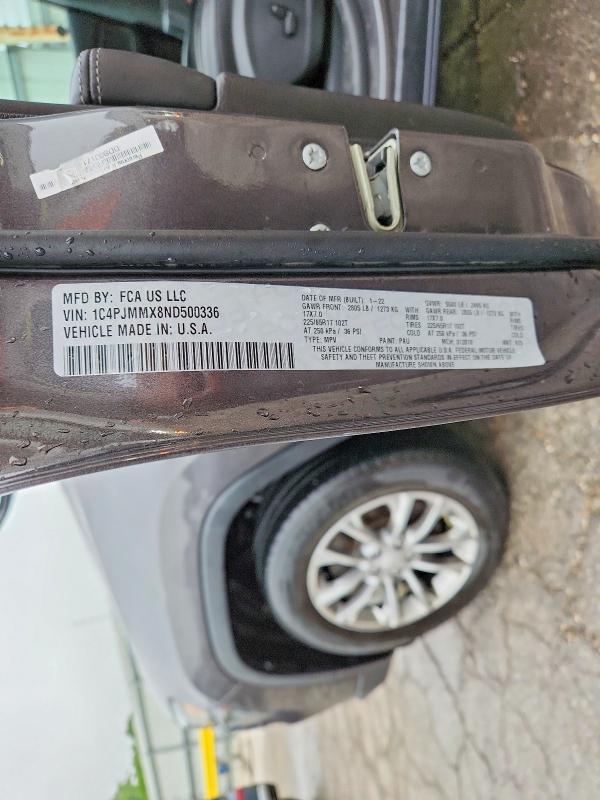 53915206 :رقم المزاد ، 1C4PJMMX8ND500336 vin ، 2022 Jeep Cherokee مزاد بيع