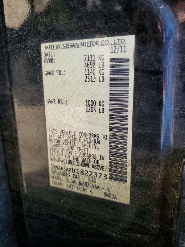 51414216 :رقم المزاد ، 1N4AA5AP1CC822373 vin ، 2012 Nissan Maxima مزاد بيع