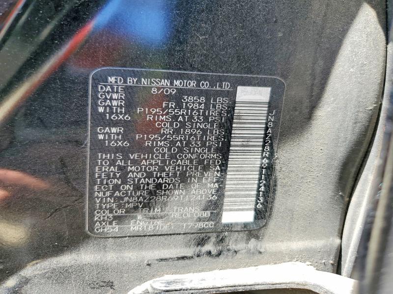Aukcja sprzedaży 2009 Nissan Cube, vin: JN8AZ28R69T124136, numer aukcji: 54729526