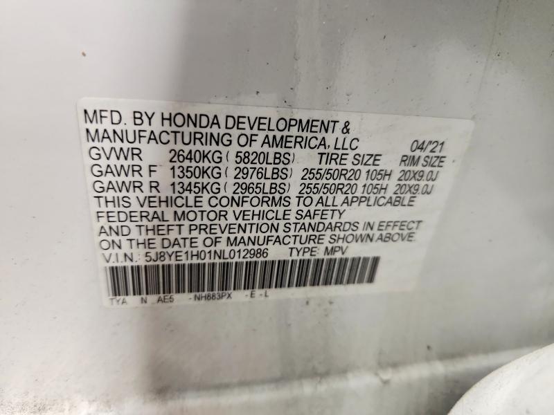 Auction sale of the 2022 Acura Mdx, vin: 5J8YE1H01NL012986, lot number: 53599396
