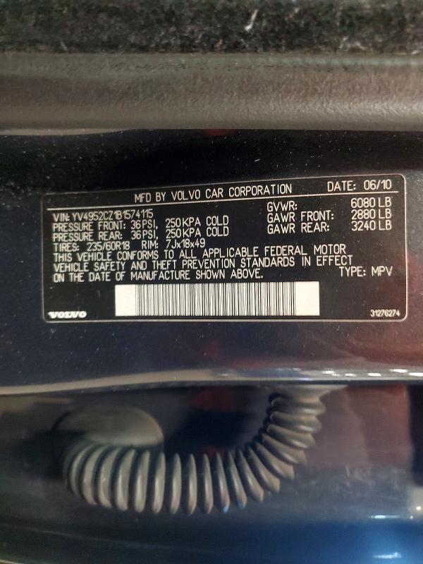Aukcja sprzedaży 2011 Volvo Xc90, vin: YV4952CZ1B1574115, numer aukcji: 52025706