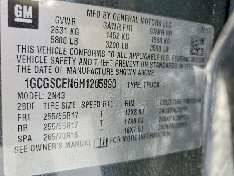 Aukcja sprzedaży 2017 Chevrolet Colorado, vin: 1GCGSCEN6H1205990, numer aukcji: 54142686