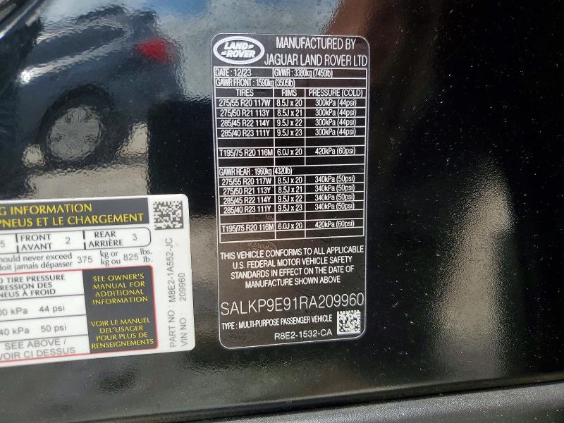 Продажа на аукционе авто 2024 Land Rover Range Rover, vin: SALKP9E91RA209960, номер лота: 51891066