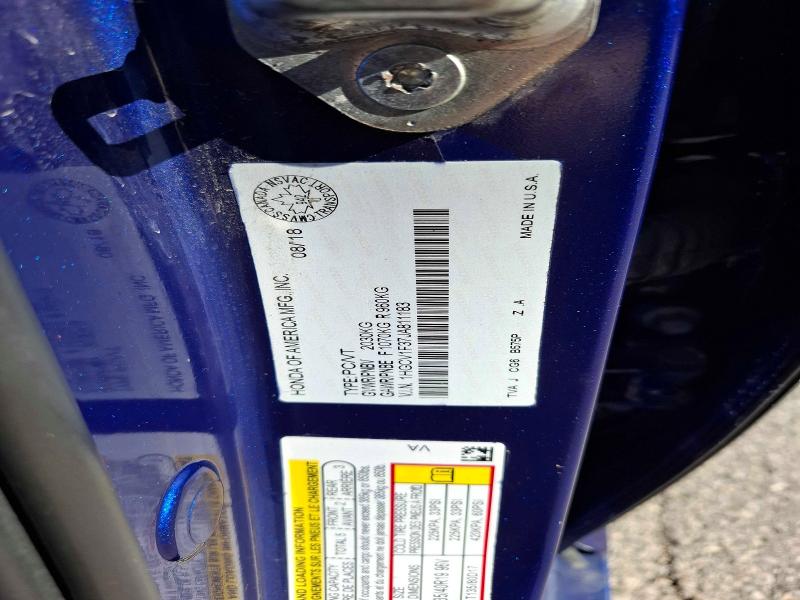 2018 Honda Accord მანქანა იყიდება აუქციონზე, vin: 1HGCV1F37JA811183, აუქციონის ნომერი: 55829206