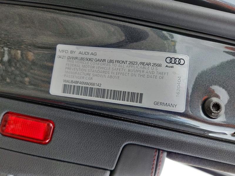 Aukcja sprzedaży 2021 Audi S4, vin: WAUB4BF46MA068142, numer aukcji: 52601106