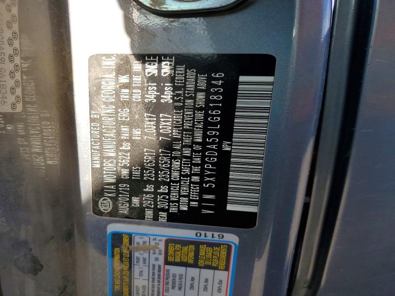 Aukcja sprzedaży 2020 Kia Sorento, vin: 5XYPGDA59LG618346, numer aukcji: 54286356