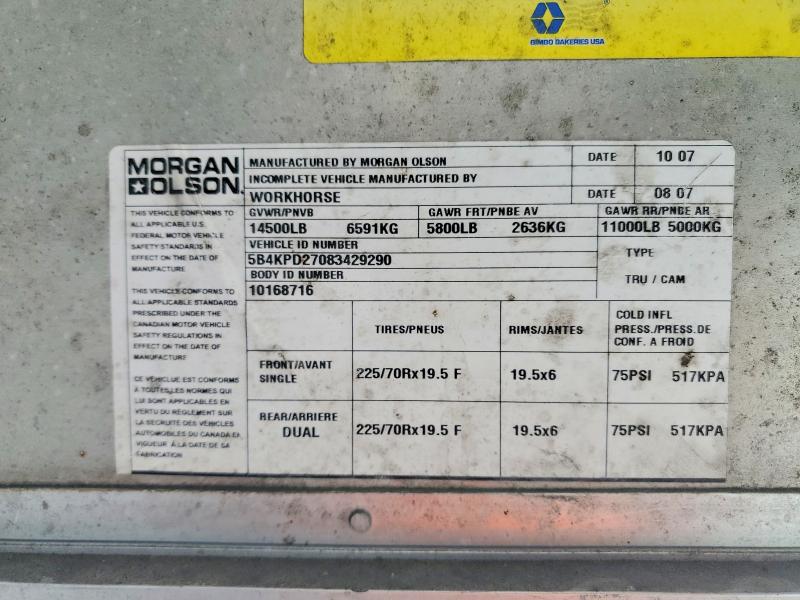 Aukcja sprzedaży 2008 Workhorse Commercial Chassis, vin: 5B4KPD27083429290, numer aukcji: 53368806
