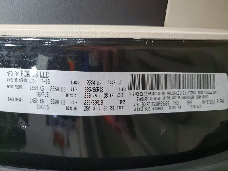 52702296 :رقم المزاد ، 2C4RC1EG3HR534251 vin ، 2017 Chrysler Pacifica مزاد بيع