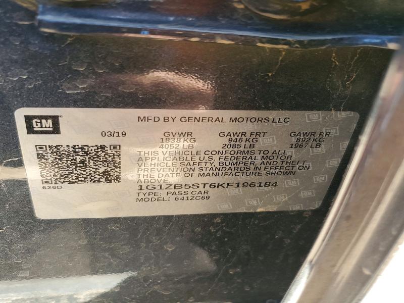 Aukcja sprzedaży 2019 Chevrolet Malibu, vin: 1G1ZB5ST6KF196184, numer aukcji: 52953156