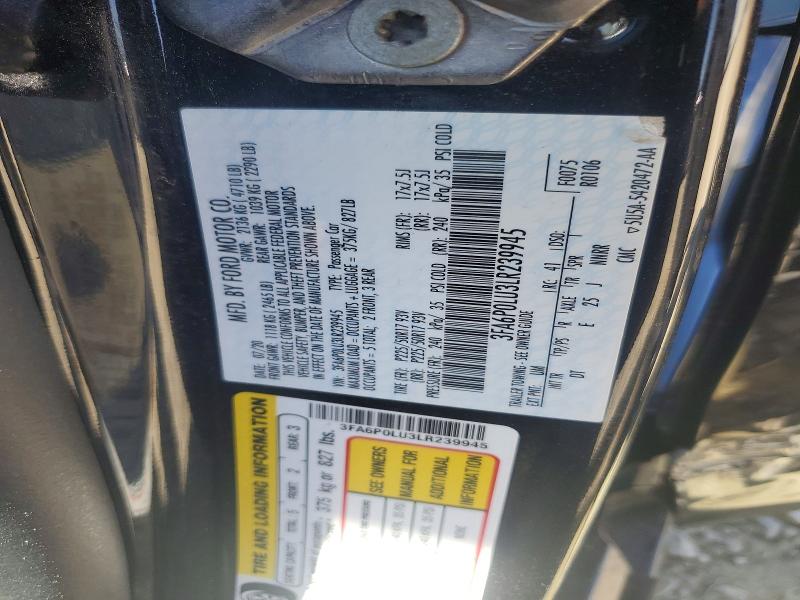 Aukcja sprzedaży 2020 Ford Fusion, vin: 3FA6P0LU3LR239945, numer aukcji: 53820466