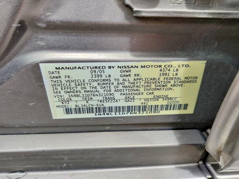 52240686 :رقم المزاد ، 1N4BL11D76N321090 vin ، 2006 Nissan Altima مزاد بيع