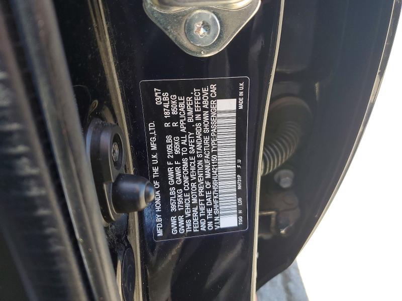 2017 Honda Civic მანქანა იყიდება აუქციონზე, vin: SHHFK7H56HU421150, აუქციონის ნომერი: 54847216