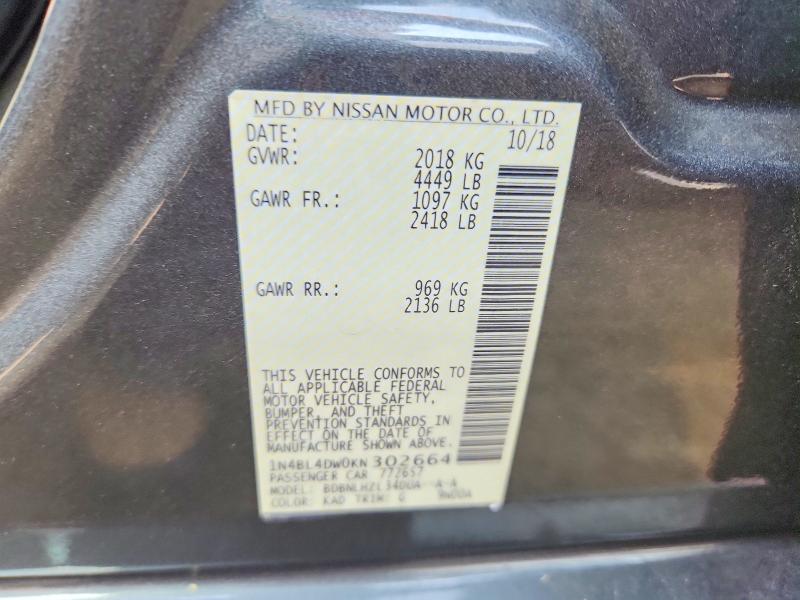 53882366 :رقم المزاد ، 1N4BL4DW0KN302664 vin ، 2019 Nissan Altima مزاد بيع