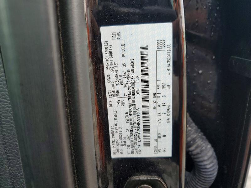 54591566 :رقم المزاد ، 1FTEW1CP3NFA11596 vin ، 2022 Ford F150 مزاد بيع